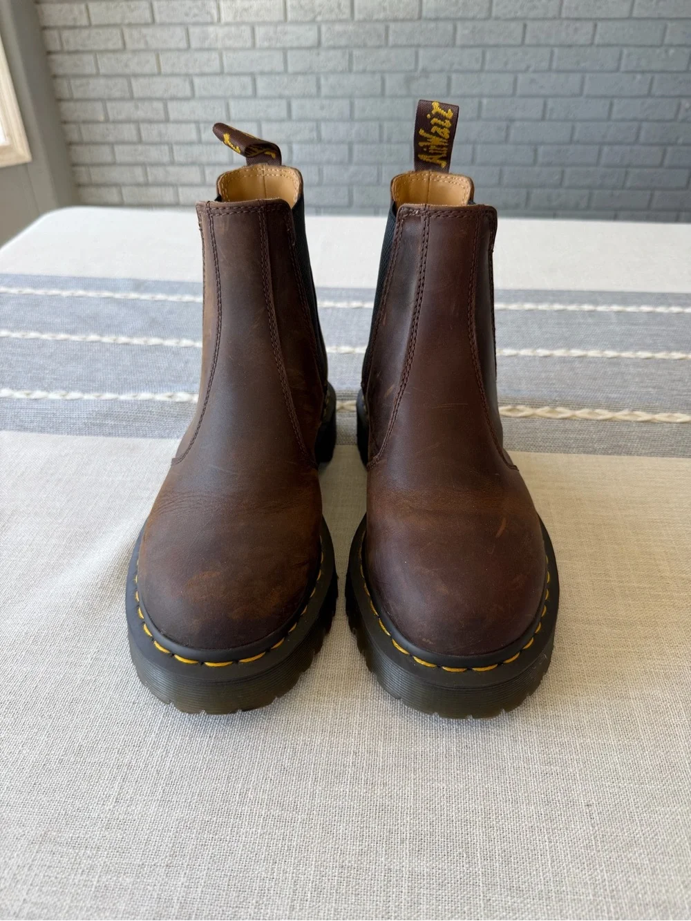 Dr. Martens 2976 Bex Crazy Horse Platform Chelsea Boots Size 7 Brown Leather